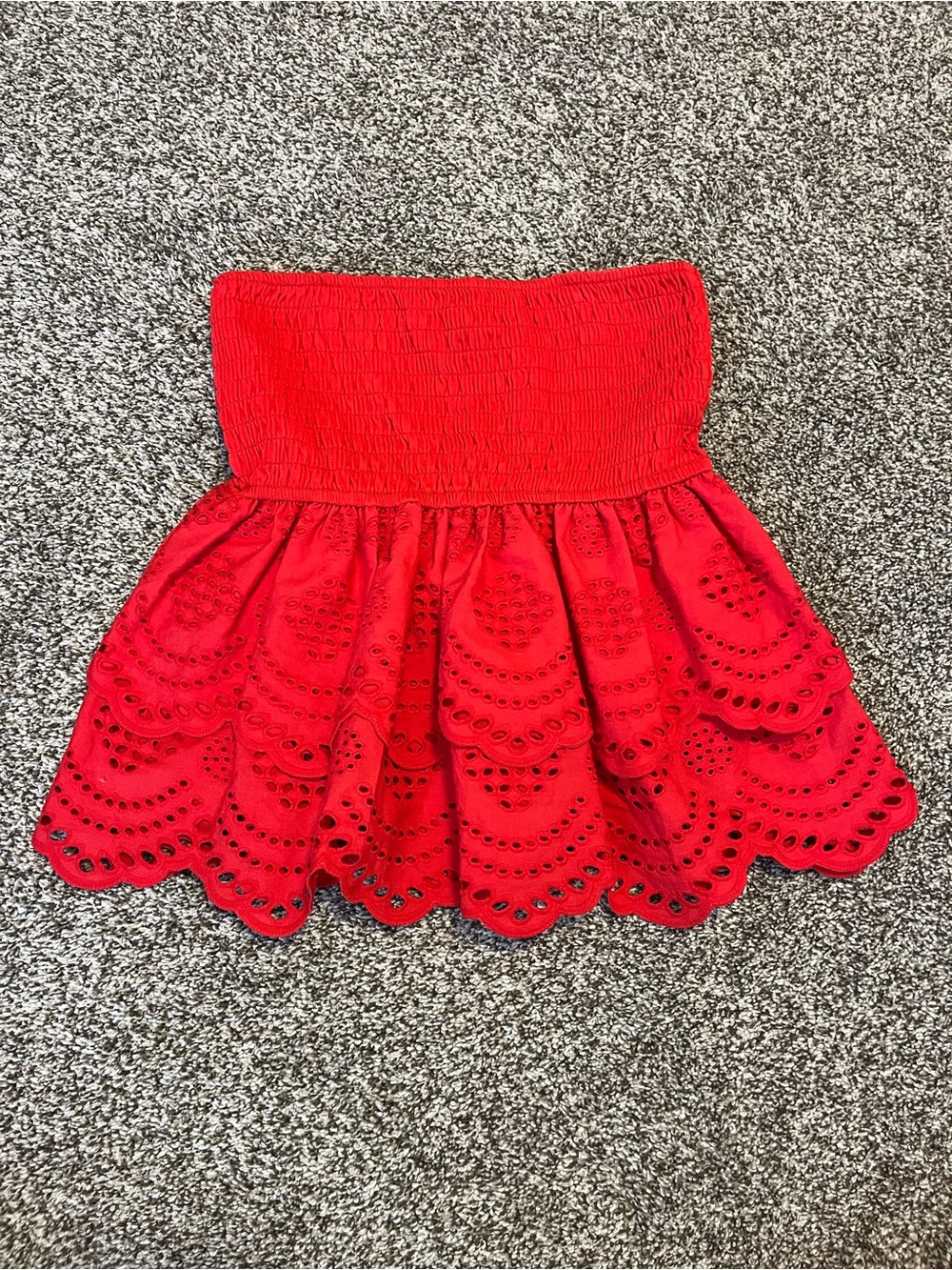 BLENCA Red Smocked Babydoll Styled Top